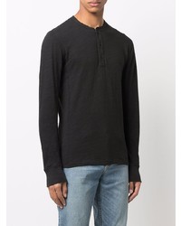 schwarzes Langarmshirt mit einer Knopfleiste von rag & bone