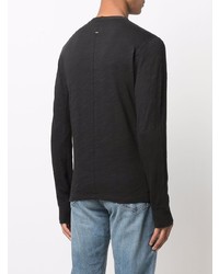 schwarzes Langarmshirt mit einer Knopfleiste von rag & bone