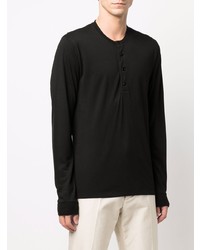 schwarzes Langarmshirt mit einer Knopfleiste von Tom Ford