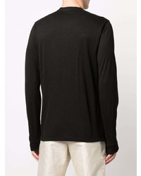 schwarzes Langarmshirt mit einer Knopfleiste von Tom Ford