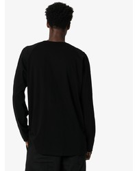 schwarzes Langarmshirt mit einer Knopfleiste von Yohji Yamamoto