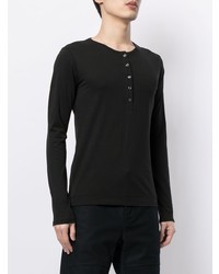 schwarzes Langarmshirt mit einer Knopfleiste von Adam Lippes