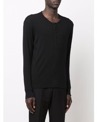 schwarzes Langarmshirt mit einer Knopfleiste von Tom Ford