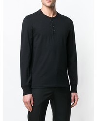 schwarzes Langarmshirt mit einer Knopfleiste von Tom Ford