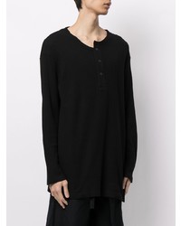 schwarzes Langarmshirt mit einer Knopfleiste von Yohji Yamamoto