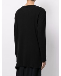 schwarzes Langarmshirt mit einer Knopfleiste von Yohji Yamamoto