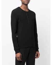 schwarzes Langarmshirt mit einer Knopfleiste von Tom Ford