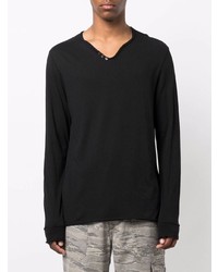 schwarzes Langarmshirt mit einer Knopfleiste von Zadig & Voltaire