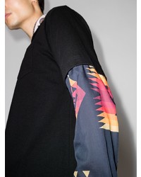 schwarzes Langarmshirt mit geometrischem Muster von Sacai