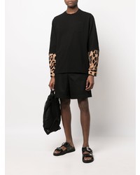 schwarzes Langarmshirt mit Leopardenmuster von Sacai