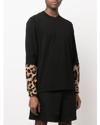 schwarzes Langarmshirt mit Leopardenmuster von Sacai