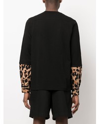 schwarzes Langarmshirt mit Leopardenmuster von Sacai