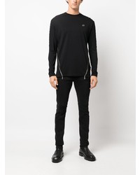 schwarzes Langarmshirt mit Schlangenmuster von Philipp Plein