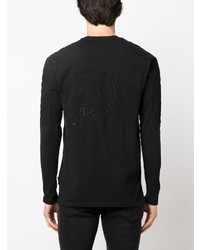 schwarzes Langarmshirt mit Schlangenmuster von Philipp Plein