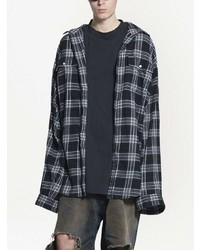 schwarzes Langarmshirt mit Schottenmuster von Balenciaga