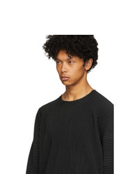 schwarzes Langarmshirt von Homme Plissé Issey Miyake