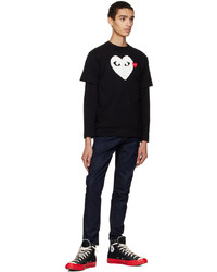 schwarzes Langarmshirt von Comme Des Garcons Play