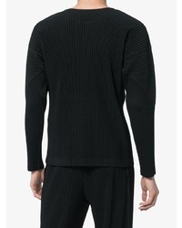 schwarzes Langarmshirt von Homme Plissé Issey Miyake