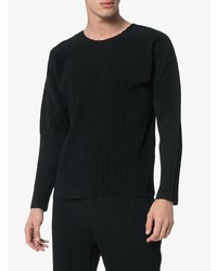 schwarzes Langarmshirt von Homme Plissé Issey Miyake