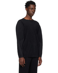 schwarzes Langarmshirt von Homme Plissé Issey Miyake