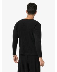 schwarzes Langarmshirt von Homme Plissé Issey Miyake