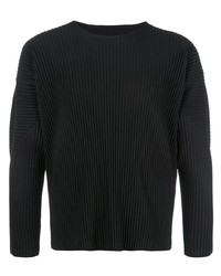 schwarzes Langarmshirt von Homme Plissé Issey Miyake