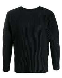 schwarzes Langarmshirt von Homme Plissé Issey Miyake