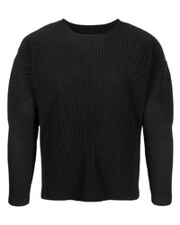 schwarzes Langarmshirt von Homme Plissé Issey Miyake