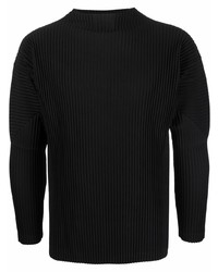 schwarzes Langarmshirt von Homme Plissé Issey Miyake