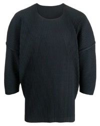 schwarzes Langarmshirt von Homme Plissé Issey Miyake