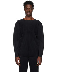 schwarzes Langarmshirt von Homme Plissé Issey Miyake