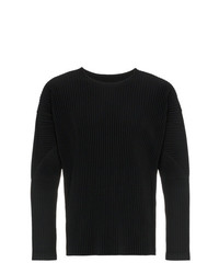 schwarzes Langarmshirt von Homme Plissé Issey Miyake