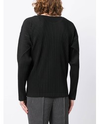 schwarzes Langarmshirt von Homme Plissé Issey Miyake