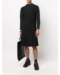 schwarzes Langarmshirt von Homme Plissé Issey Miyake