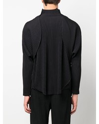 schwarzes Langarmshirt von Homme Plissé Issey Miyake