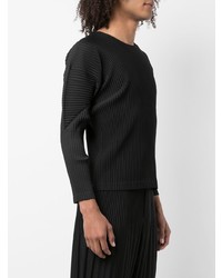 schwarzes Langarmshirt von Homme Plissé Issey Miyake