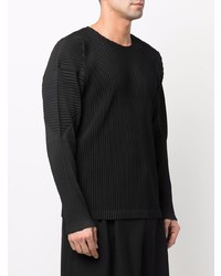 schwarzes Langarmshirt von Homme Plissé Issey Miyake