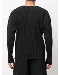 schwarzes Langarmshirt von Homme Plissé Issey Miyake