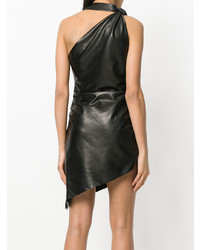 schwarzes figurbetontes Kleid aus Leder von Saint Laurent