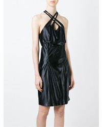 schwarzes figurbetontes Kleid aus Leder von Krizia Vintage