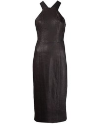 schwarzes figurbetontes Kleid aus Leder von Cushnie et Ochs