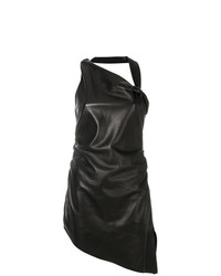 schwarzes figurbetontes Kleid aus Leder von Saint Laurent