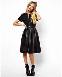 schwarzes Leder Skaterkleid von Asos