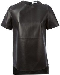 schwarzes Leder T-Shirt mit einem Rundhalsausschnitt von Givenchy