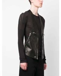 schwarzes Leder Trägershirt von Rick Owens