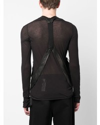 schwarzes Leder Trägershirt von Rick Owens