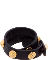 schwarzes Lederarmband von Versace