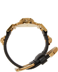 schwarzes Lederarmband von Versace