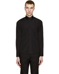 schwarzes Lederlangarmhemd von Givenchy