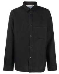 schwarzes Lederlangarmhemd von Junya Watanabe